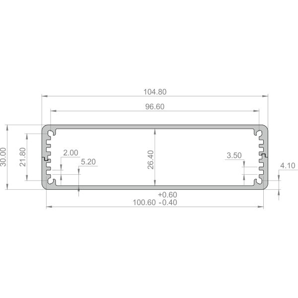 Combi-Case 100 - 30mm 2 part extrusion dimensions