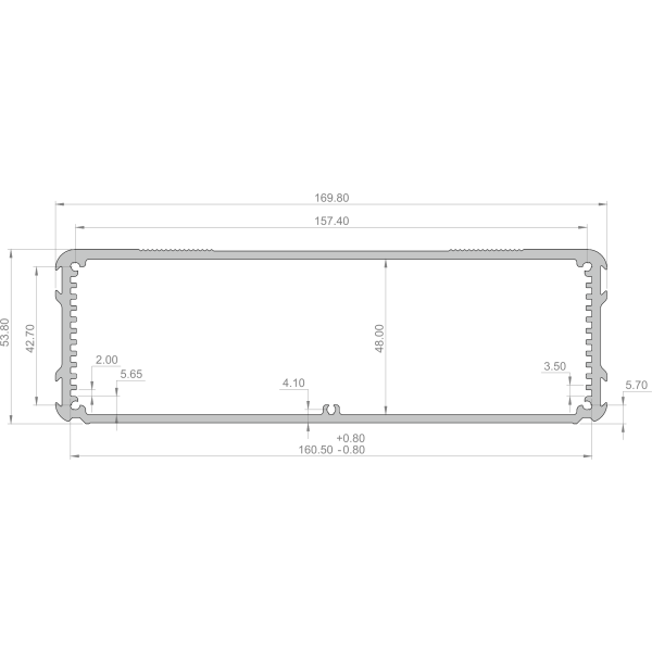 Extruded aluminium enclosure E-Case D dimensions