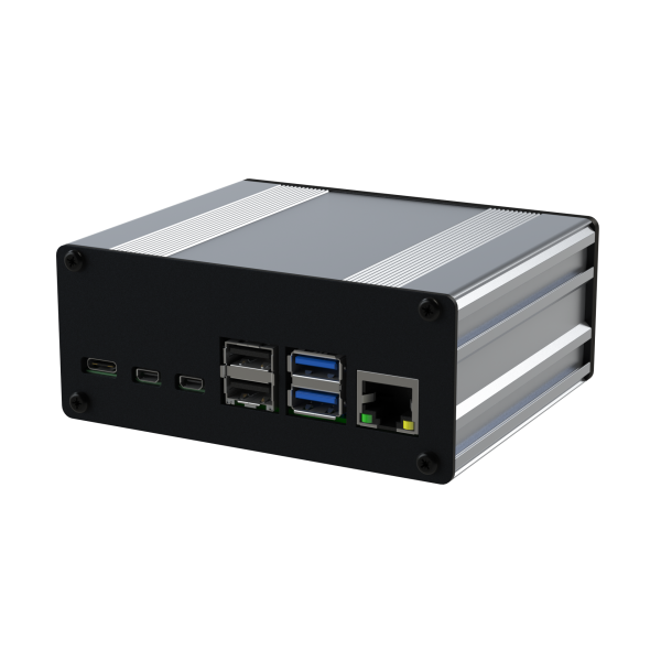 The Pi-Box Pro 4 - POE is and rugged industrial enclosure kit for the Raspberry Pi4 in silver