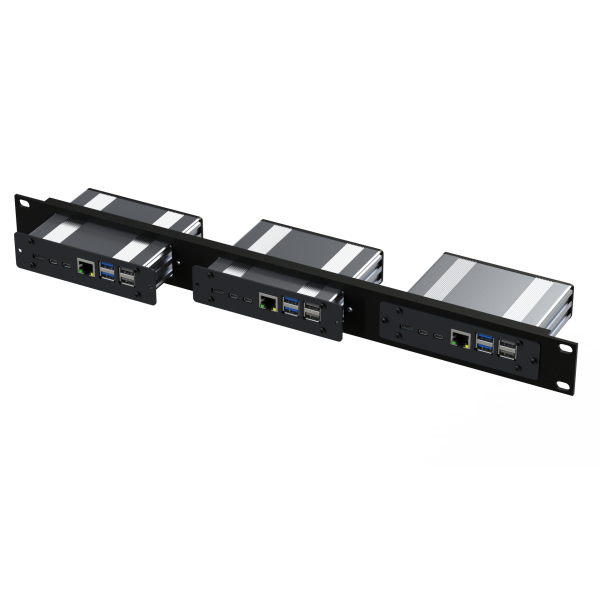 3 x removable Pi-Box Pro 5 units mounted in a 19