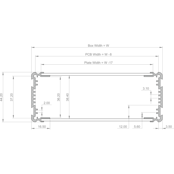 Electronics Case - U-Case Dimensions