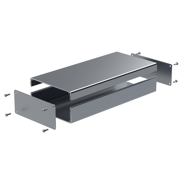 Combi-Case 100 kit 44mm x 220mm extruded aluminium box in silver