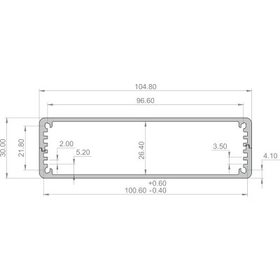 Combi-Case 100 - 30mm 2 part extrusion dimensions