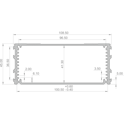 E-Case C extruded aluminium enclosure dimensions