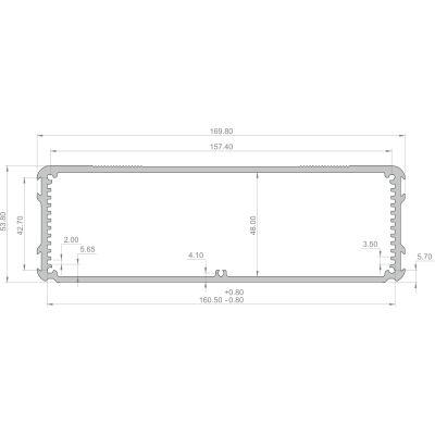 Extruded aluminium enclosure E-Case D dimensions