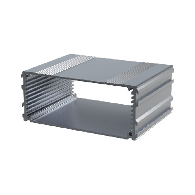 The E-Case C is an extruded aluminium enclosure box section designed for a 100mm wide PCB. The maximum height of components on a board is 33.6mm. In cut lengths of 80mm, 160mm or 220mm