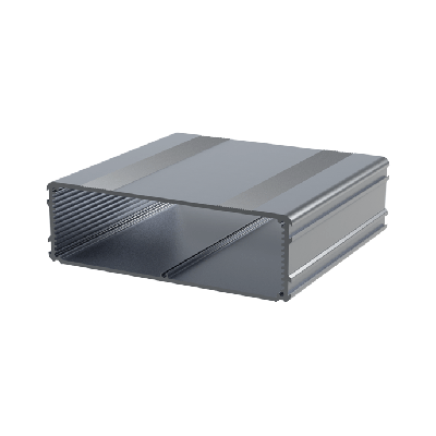 The E-Case D is an extruded aluminium enclosure box section designed for a 160mm wide PCB. The maximum height of components on a board is 40.75mm. In cut lengths of 80mm, 160mm or 220mm