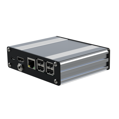Pi-Box-Pro AV in Silver - Rugged Aluminium enclosure for Raspberry Pi3B with AV connector