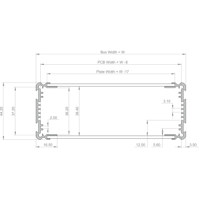 Electronics Case - U-Case Dimensions